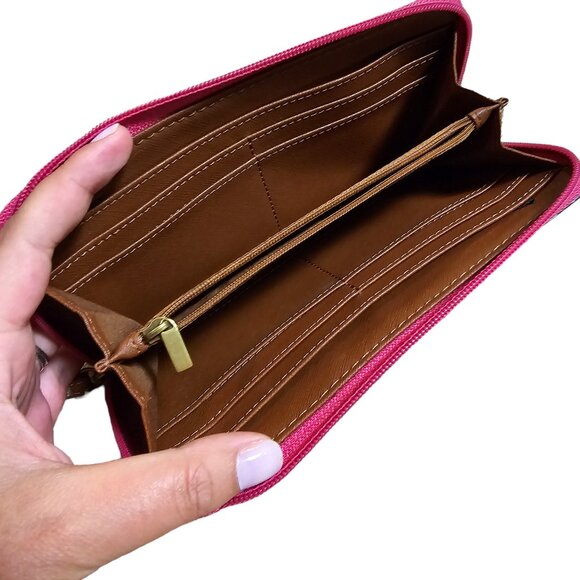 Fossil Long Zippy‎ Leaf Print Wallet Like New Condition - Picture 8 of 11